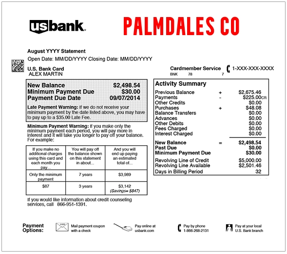 Palmdales Co on Bank Statement