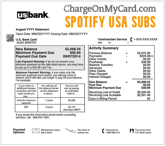 Spotify Charges on Credit Card