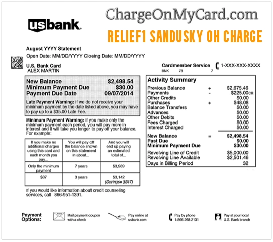 relief1 sandusky oh charge on credit card