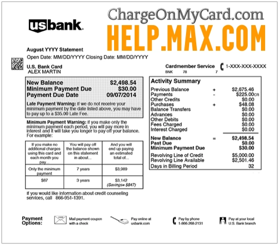 help.max.com Charge on Credit Card