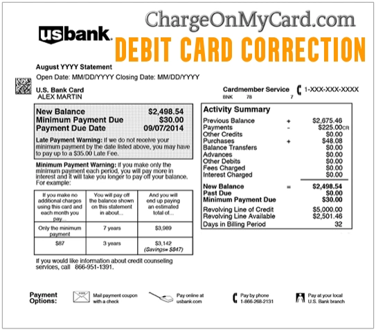 DEBIT CARD CORRECTION