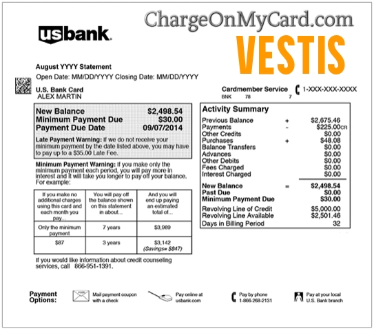 Vestis Charge On Card