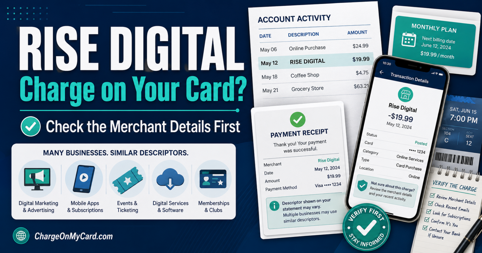 Rise Digital charge on credit card or bank statement